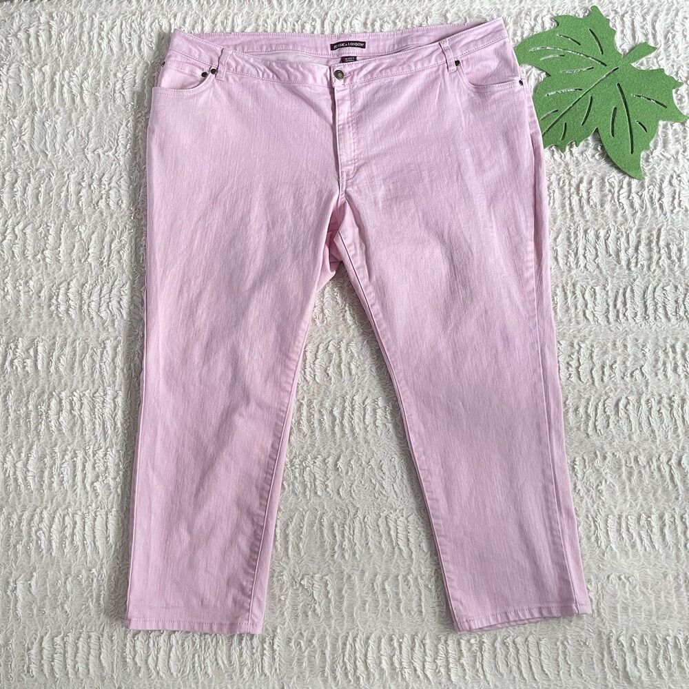 Jessica London Straight Leg Jeans Plus Size 22 Petite Light Pink Stretch
